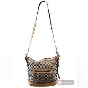 Coach Signature Brown Jacquard 2 Way Bag
